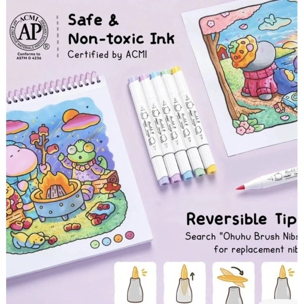 Ohuhu x Coco Wyo Cozy Mood Coloring Kit Honolulu B 48 Colors Alcohol Markers NEW